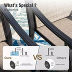 Captiva Designs 9pc Patio Dining Black Steel Rectangle Table & Brown Textilene Fixed Chairs
