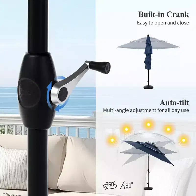Captiva Designs Ensemble de salle à manger d'extérieur 6 pièces avec table carrée en acier, chaises empilables en métal et parasol de marché
