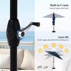 Captiva Designs Ensemble de salle à manger d'extérieur 6 pièces avec table carrée en acier, chaises empilables en métal et parasol de marché