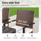 Captiva Designs 5pc Patio Dining Set Steel Frame Table with Umbrella Hole & Rattan Chairs with Removable Cushions