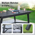 Captiva Designs 9pc Patio Slat-top Adjustable Steel Rectangle Table & Stylish Arm Chairs with Cushions