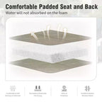Captiva Desighttps 8pc Patio Dining Slat-top Rectangular Steel Table & Padded Sling Swivel Chairs & Market Umbrella