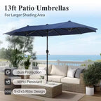 Captiva Desighttps 8pc Patio Dining Slat-top Rectangular Steel Table & Padded Sling Swivel Chairs & Market Umbrella