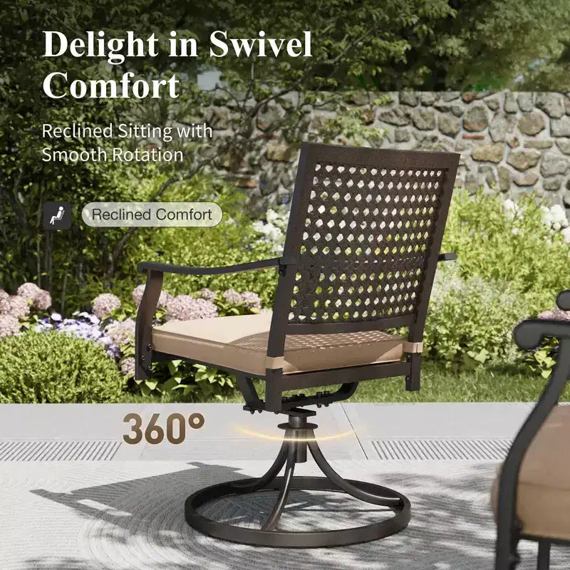 Captiva Designs Table de salle à manger rectangulaire et chaises en métal réglables 9 pièces en acier avec motif œil de bœuf