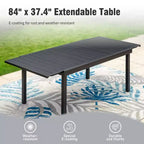 Captiva Designs 7pc Patio Dining Slat-top Steel Table & Beige Rattan Chairs with Cushions