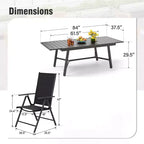 Ensemble de salle à manger d'extérieur 7 pièces Captiva Designs avec table rectangulaire à lattes et chaises pliantes en textilène