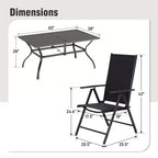 Ensemble de salle à manger d'extérieur 7 pièces Captiva Designs avec table rectangulaire à lattes et chaises pliantes en textilène