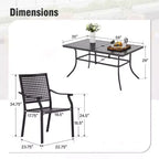 Captiva Designs 8pc Outdoor Patio Rectangle Steel Dining Table & Rattan Swivel Chairs & Beige Umbrella