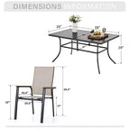 Ensemble de salle à manger d'extérieur 7 pièces Captiva Designs avec table rectangulaire en acier et chaises en textilène à cadre en aluminium