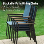 Ensemble de salle à manger d'extérieur 7 pièces Captiva Designs avec table rectangulaire en acier et chaises en textilène à cadre en aluminium