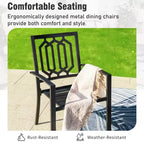 Captiva Designs 7pc Patio Dining Set with Slat-top Rectangle Table & Metal Stackable Chairs