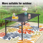 Captiva Designs 7pc Patio Dining Set with Slat-top Rectangle Table & Metal Stackable Chairs