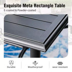 Captiva Designs 7pc Patio Dining Set with Slat-top Rectangle Table & Metal Stackable Chairs