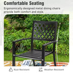 Captiva Designs 7pc Patio Dining Set with Slat-top Rectangle Table & Metal Stackable Chairs