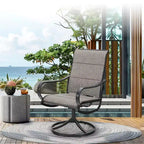 Captiva Designs 7pc Outdoor Rectangle Steel Table with Umbrella Hole & Textilene Swivel Chairs
