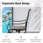 Captiva Designs 7pc Outdoor Patio Slat-top Rectangle Steel Dining Table & Grayish Brown Sling Swivel Chairs