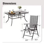 Captiva Designs 7pc Patio Dining Rectangular Steel Table & Pre-assembled Textilene Reclining Foldable Chairs