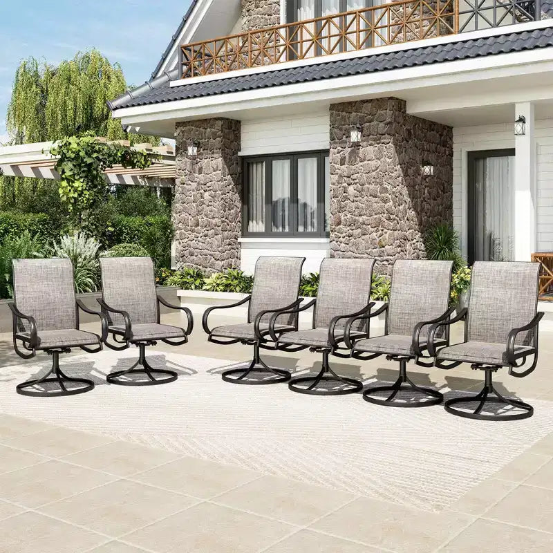 Captiva Designs – Table de salle à manger d'extérieur 5 pièces en acier et chaises pivotantes à 360 degrés en textilène
