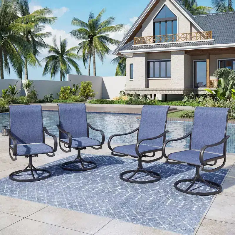 Captiva Designs – Table de salle à manger d'extérieur 5 pièces en acier et chaises pivotantes à 360 degrés en textilène