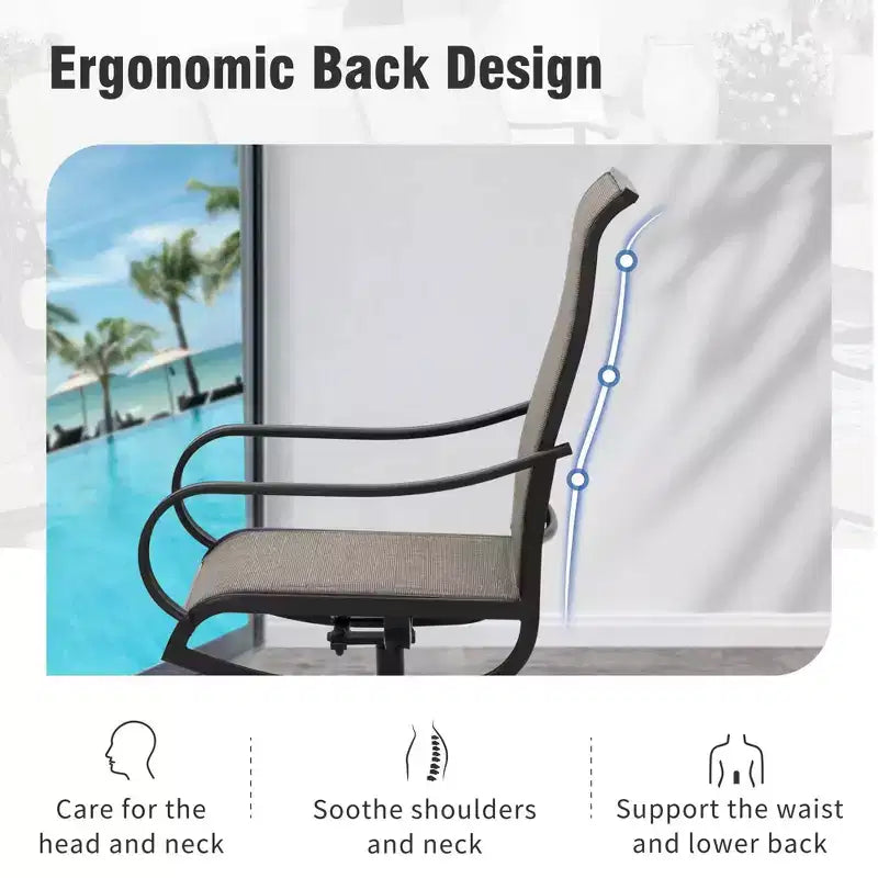 Captiva Designs – Table de salle à manger d'extérieur 5 pièces en acier et chaises pivotantes à 360 degrés en textilène