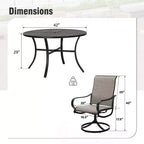 Captiva Designs – Table de salle à manger d'extérieur 5 pièces en acier et chaises pivotantes à 360 degrés en textilène
