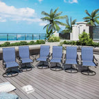Captiva Designs – Table de salle à manger d'extérieur 5 pièces en acier et chaises pivotantes à 360 degrés en textilène