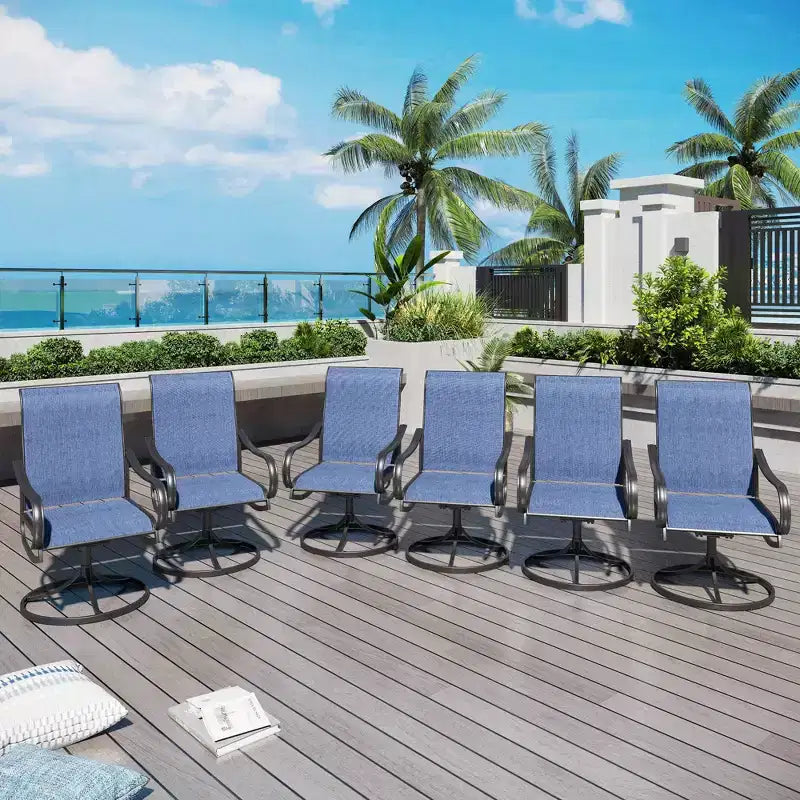 Captiva Designs – Table de salle à manger d'extérieur 5 pièces en acier et chaises pivotantes à 360 degrés en textilène