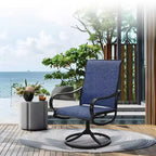 Captiva Designs – Table de salle à manger d'extérieur 5 pièces en acier et chaises pivotantes à 360 degrés en textilène