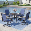 Captiva Designs 5pc Patio Dining Steel Table & Textilene 360 Degree Swivel Chairs