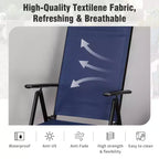 Captiva Designs – Ensemble de 6 pièces : Table carrée à lattes, chaises pliantes inclinables en textilène et parasol de marché