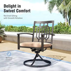 Captiva Designs Ensemble Repas de Jardin 7 pièces Table Rectangulaire en Acier Finition Bois Flotté & Chaises à Accoudoirs en Métal