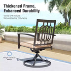 Captiva Designs Ensemble Repas de Jardin 7 pièces Table Rectangulaire en Acier Finition Bois Flotté & Chaises à Accoudoirs en Métal