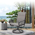 Captiva Designs – Ensemble de salle à manger d'extérieur 7 pièces avec table rectangulaire en métal et chaises pivotantes en textilène marron-gris