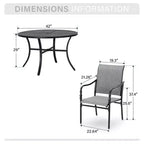 Captiva Designs 5pc Patio Dining Steel Dining Table with Umbrella Hole & Gray Textilene Arm Chairs