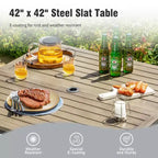 Captiva Designs 5pc Patio Dining Steel Dining Table with Umbrella Hole & Gray Textilene Arm Chairs