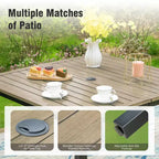 Captiva Designs 5pc Patio Dining Steel Dining Table with Umbrella Hole & Gray Textilene Arm Chairs