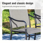 Captiva Designs 5pc Patio Dining Steel Dining Table with Umbrella Hole & Gray Textilene Arm Chairs