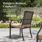 Captiva Designs Ensemble de salle à manger de patio 5 pièces en acier avec table carrée effet bois et chaises en métal avec coussin