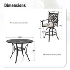 Captiva Designs 7pc Cast Aluminum Bar Height Patio Dining Set with Round Table & Swivel Stools