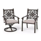 Ensemble de salle à manger d'extérieur 7 pièces Captiva Designs en fonte d'aluminium avec table rectangulaire et chaises à dossier fleuri