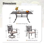 Ensemble de salle à manger d'extérieur 7 pièces Captiva Designs en fonte d'aluminium avec table rectangulaire et chaises à dossier fleuri