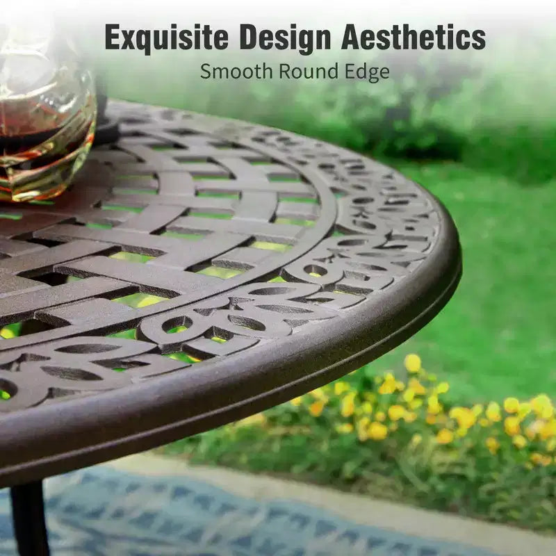 Captiva Designs 7PC Cast Aluminum Patio Dining Set with Round Table & Flower Back Chairs