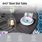 Captiva Designs 6pc Patio Dining Set Steel Table & Sling Fixed Chairs & Market Umbrella