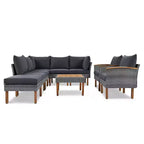 Whisen 9-Piece Weather-Resistant Patio Rattan Furniture Sets & Outdoor Conversation Sectional Sofa Couch Set with Coffee Table and Cushions - Gray