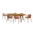 Christopher Knight Home Paco – Ensemble de salle à manger extérieur moderne extensible 7 pièces avec chaises empilables