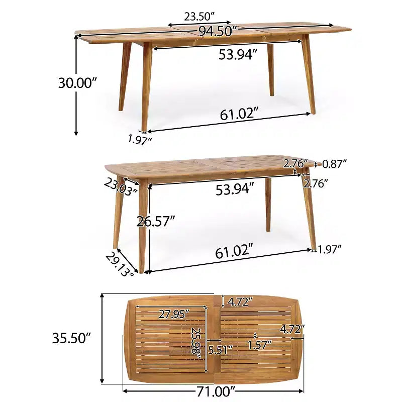 Christopher Knight Home Paco – Ensemble de salle à manger extérieur moderne extensible 7 pièces avec chaises empilables