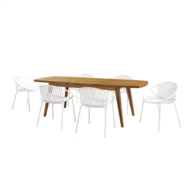 Christopher Knight Home Paco – Ensemble de salle à manger extérieur moderne extensible 7 pièces avec chaises empilables