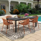 Christopher Knight Home Paddy 7 Pieces Outdoor Modern Metal and Polypropylene Dining Set with Stackable Chair