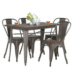 FDW Dining Table and Chairs Industrial Chic 5 Piece Indoor Outdoor Dining Set for Patio Backyard or Garden, Bronze
