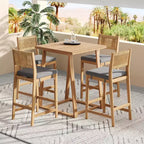 Christopher Knight Home Gaye Ensemble de bar extérieur 5 pièces en rotin et bois d'acacia